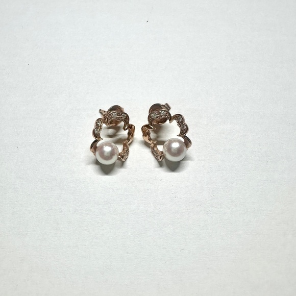 Mikimoto Jewelry - Mikimoto Rose Gold and Pearl Earrings
